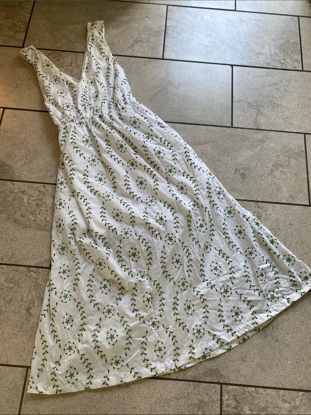 a new day White Open Back Maxi Dress with Green Embroidery
